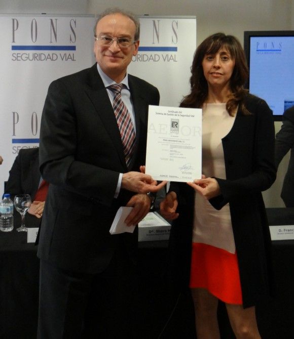 PONS Seguridad Vial recibe el certificado AENOR ISO 39001