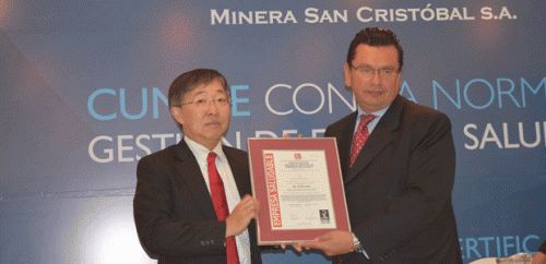 Minera San Cristóbal obtiene ISO de Empresa Saludable