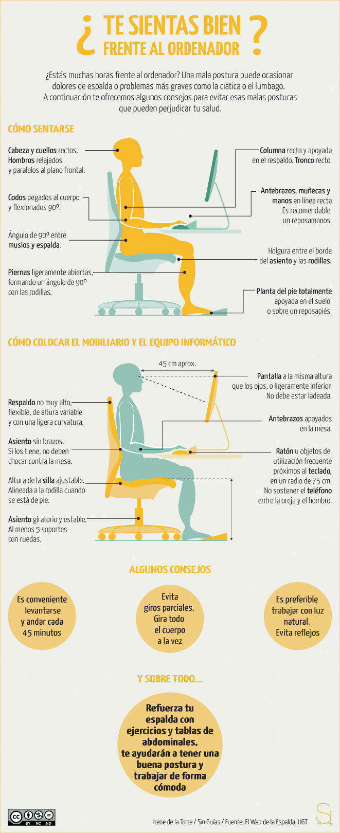 Cómo sentarse bien frente al ordenador (infografía)