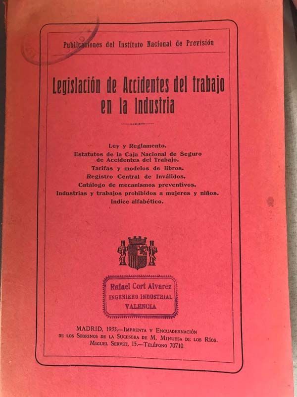 Reglamento de la Ley de accidentes de trabajo en la industria, 1933