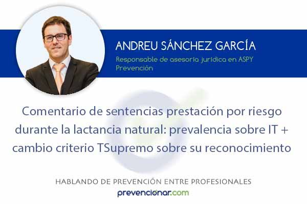 Comentario de sentencias prestación por riesgo durante la lactancia natural: prevalencia sobre IT + cambio criterio TSupremo sobre su reconocimiento
