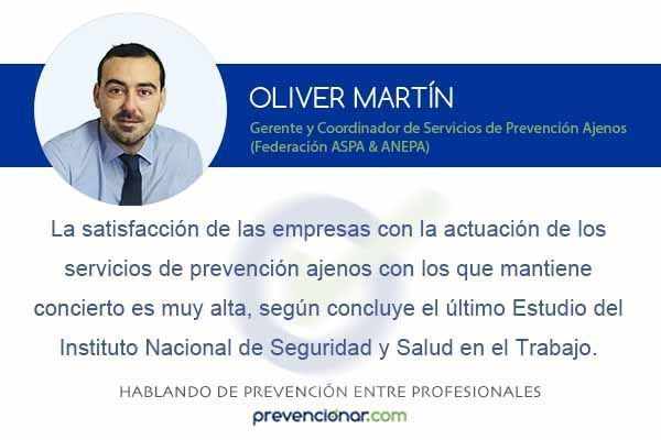 La satisfacción de las empresas con la actuación de los servicios de prevención ajenos con los que mantiene concierto es muy alta