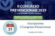 Inscripciones Congreso Prevencionar - Cambio de Tarifas