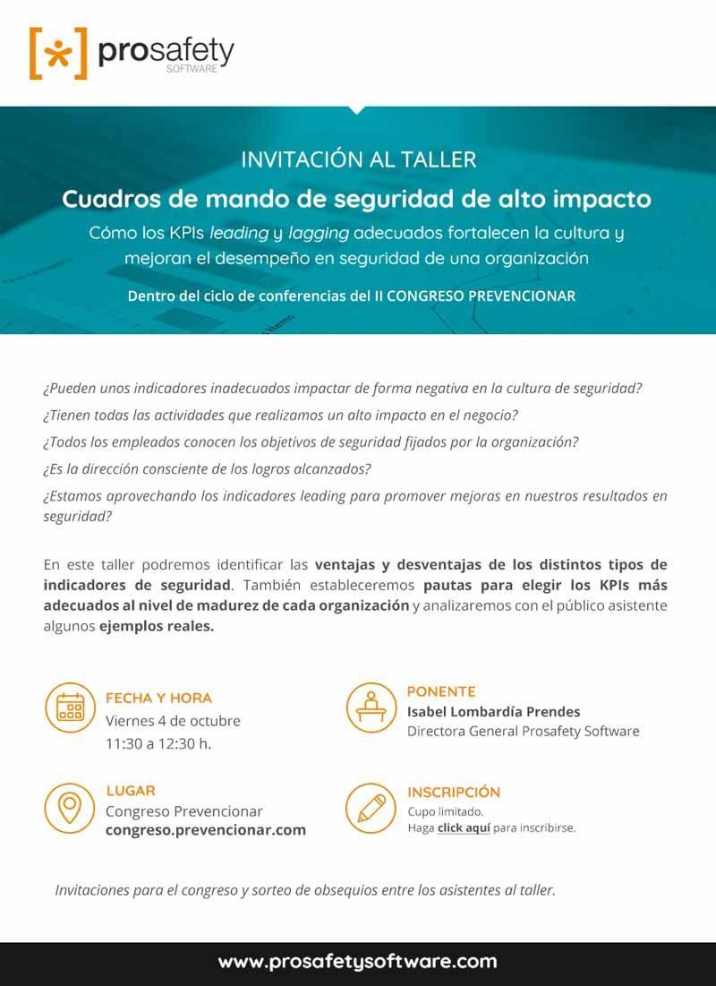 Invitación Taller: Cuadros de mando de seguridad de alto impacto #CongresoPrevencionar