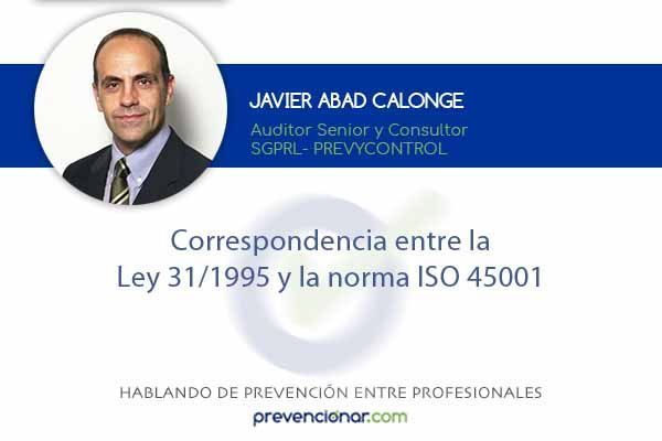 Correspondencia entre la Ley 31/1995 y la norma ISO 45001