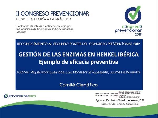 2º Clasificado en el Concurso de POSTERS del II Congreso Prevencionar: Henkel Ibérica