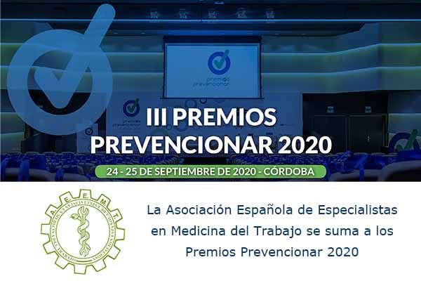 La Asociación Española de Especialistas en Medicina del Trabajo se suma a los Premios Prevencionar 2020