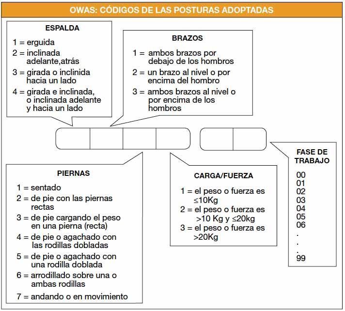 owas códigos de las posturas adoptadas
