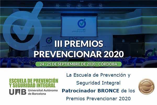 La Escuela de Prevención y Seguridad Integral Patrocinador BRONCE de los Premios Prevencionar 2020