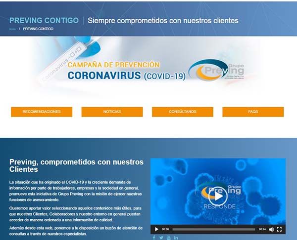 Grupo Preving ha lanzado una página web específica sobre el Coronavirus