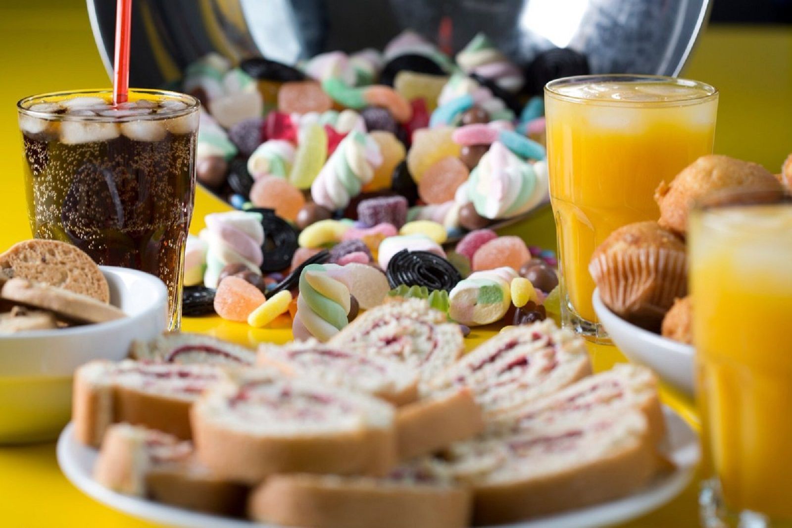 beverages and sweets with high amounts of sugars