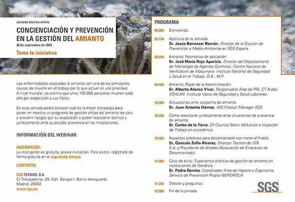 Jornada Técnica OnLine: concienciación y prevención en la gestión del amianto