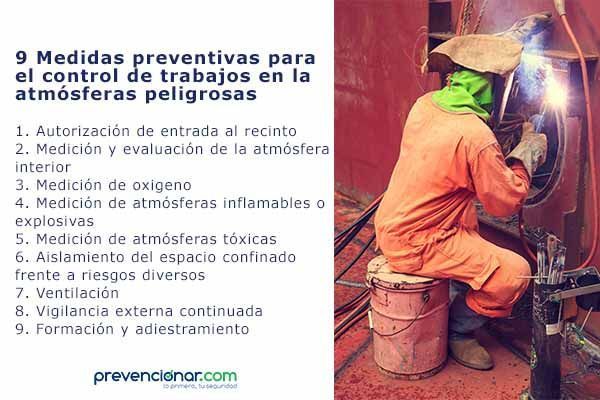 9 Medidas para el control de trabajos en la atmósferas peligrosas