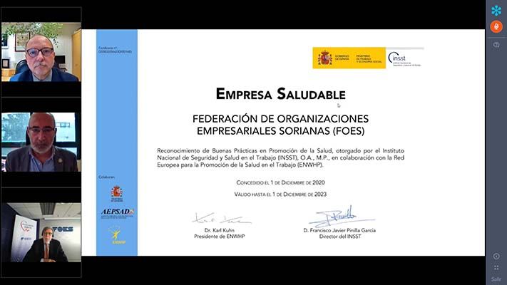 El INSST reconoce el modelo de buenas prácticas en PST de FOES