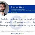 El 80 % de los profesionales de la salud en atención primaria sufrieron elevados niveles de malestar psicológico durante la pandemia