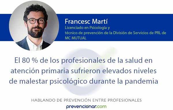 El 80 % de los profesionales de la salud en atención primaria sufrieron elevados niveles de malestar psicológico durante la pandemia