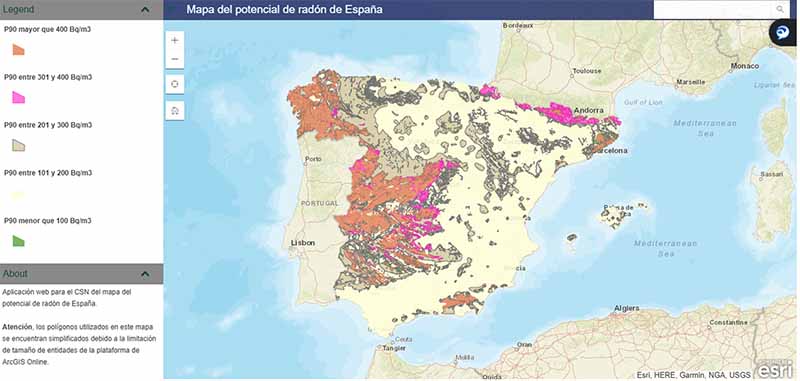 “Mapa del Potencial de Radón de España CSN, 2017”
