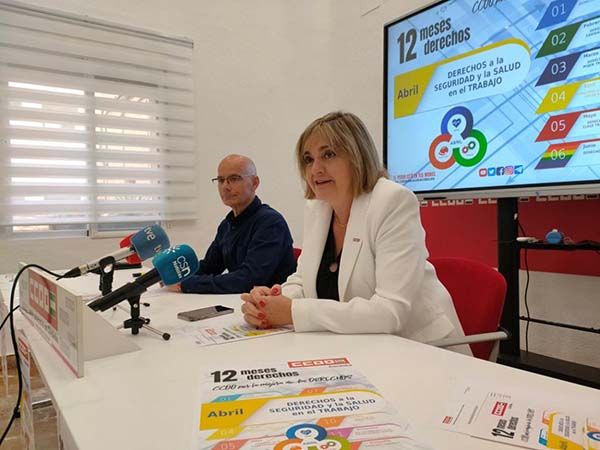 Marina Borrego y Aurelio Martín, en la presentación de las acciones con motivo del mes de los derechos a la Salud y Seguridad en el trabajo